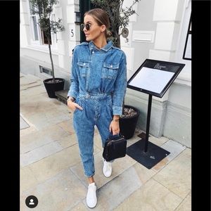 zara denim jumpsuit womens